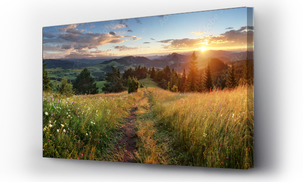 Piękny letni panoramiczny krajobraz w górach - Pieniny / Tatry, Słowacja