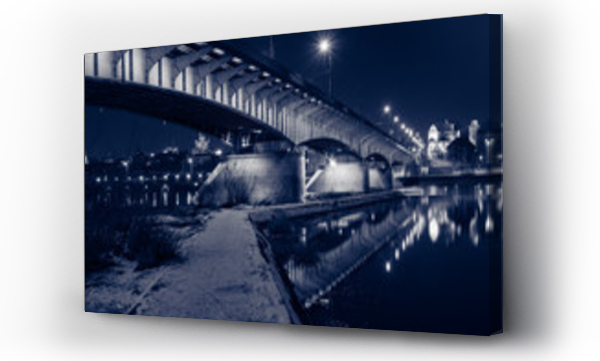 miasto, most, Noc most woda, Warsaw bridge at night