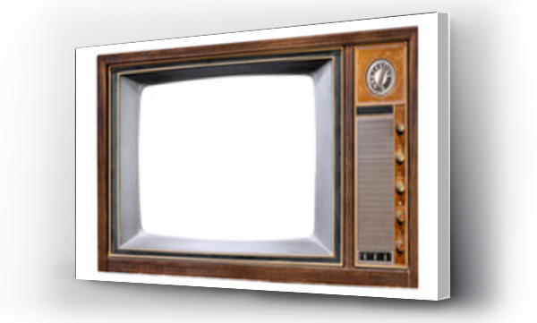 Vintage telewizor - antyczne drewniane pudełko telewizor z wyciętym ekranie ramki izolować na białym z clipping path dla obiektu, retro technologii